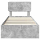 vidaXL Ágykeret fejtámlával fiókkal Beton Szürke 70 x 190 cm Faanyag