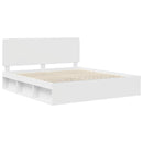 vidaXL Ágykeret fejtámlával Fehér 200 x 200 cm Tömör fenyőfa