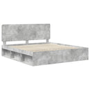 vidaXL Ágykeret fejtámlával Beton 180 x 200 cm Tömör fenyőfa