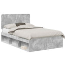 vidaXL Ágykeret fejtámlával Beton Szürke 135 x 190 cm Tömör fenyőfa