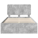 vidaXL Ágykeret fejtámlával Beton Szürke 135 x 190 cm Tömör fenyőfa
