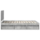 vidaXL Ágykeret fejtámlával Beton Szürke 135 x 190 cm Tömör fenyőfa