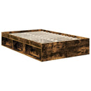 vidaXL Ágykeret fejtámlával Füstölt tölgy 120 x 200 cm Tömör fenyőfa