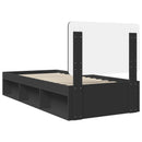 vidaXL Ágykeret fejtámlával Fekete 100 x 200 cm Tömör fenyőfa