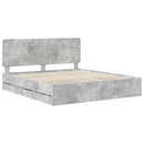 vidaXL Ágykeret fiókkal tárolóval Beton Szürke 200 x 200 cm Mérnöki Fa