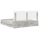 vidaXL Ágykeret fiókkal tárolóval Beton Szürke 200 x 200 cm Mérnöki Fa
