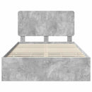 vidaXL Ágykeret fiókkal tárolóval Beton Szürke 135 x 190 cm Mérnöki Fa