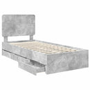 vidaXL Ágykeret fiókkal tárolóval Beton Szürke 90 x 200 cm Mérnöki Fa