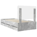 vidaXL Ágykeret fiókkal tárolóval Beton Szürke 90 x 200 cm Mérnöki Fa
