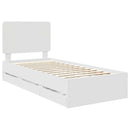 vidaXL Ágykeret fiókkal fejtámlával Fehér 90 x 190 cm Mérnöki Fa