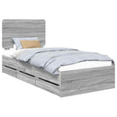 vidaXL Ágykeret fiókkal tárolóval Szürke Sonoma 90 x 190 cm Mérnöki Fa