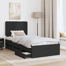 vidaXL Ágykeret fiókkal fejtámlával Fekete 75 x 190 cm Mérnöki Fa
