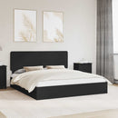 vidaXL Tárolós Ágy fejtámlával fiókkal Fekete 200 x 200 cm Faanyag