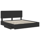 vidaXL Tárolós Ágy fejtámlával fiókkal Fekete 200 x 200 cm Faanyag