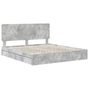 vidaXL Tárolós Ágy fejtámlával Beton Szürke 200 x 200 cm Faanyag