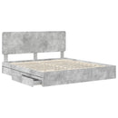 vidaXL Tárolós Ágy fejtámlával Beton Szürke 200 x 200 cm Faanyag