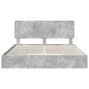 vidaXL Tárolós Ágy fejtámlával Beton Szürke 200 x 200 cm Faanyag