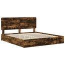 vidaXL Tárolós Ágy fejtámlával Füstölt tölgy 200 x 200 cm Faanyag