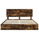 vidaXL Tárolós Ágy fejtámlával Füstölt tölgy 200 x 200 cm Faanyag