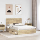 vidaXL Tárolós Ágy fejtámlával Sonoma tölgy 160 x 200 cm Faanyag