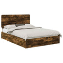 vidaXL Tárolós Ágy fejtámlával Füstölt tölgy 160 x 200 cm Faanyag
