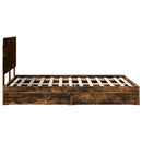 vidaXL Tárolós Ágy fejtámlával Füstölt tölgy 160 x 200 cm Faanyag