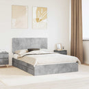 vidaXL Tárolós Ágy fejtámlával Beton Szürke 150 x 200 cm Faanyag