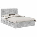 vidaXL Tárolós Ágy fejtámlával Beton Szürke 150 x 200 cm Faanyag