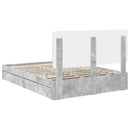 vidaXL Tárolós Ágy fejtámlával Beton Szürke 150 x 200 cm Faanyag