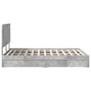 vidaXL Tárolós Ágy fejtámlával Beton Szürke 150 x 200 cm Faanyag