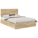 vidaXL Tárolós Ágy fejtámlával Sonoma tölgy 140 x 200 cm Faanyag