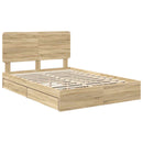 vidaXL Tárolós Ágy fejtámlával Sonoma tölgy 140 x 190 cm Faanyag