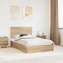 vidaXL Tárolós Ágy fejtámlával Sonoma tölgy 135 x 190 cm Faanyag