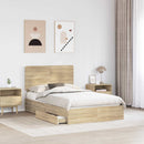 vidaXL Tárolós Ágy fejtámlával Sonoma tölgy 135 x 190 cm Faanyag
