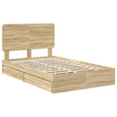 vidaXL Tárolós Ágy fejtámlával Sonoma tölgy 135 x 190 cm Faanyag