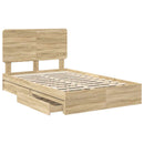 vidaXL Tárolós Ágy fejtámlával Sonoma tölgy 135 x 190 cm Faanyag