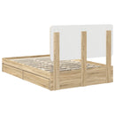 vidaXL Tárolós Ágy fejtámlával Sonoma tölgy 135 x 190 cm Faanyag