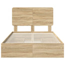 vidaXL Tárolós Ágy fejtámlával Sonoma tölgy 135 x 190 cm Faanyag
