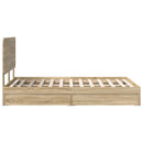 vidaXL Tárolós Ágy fejtámlával Sonoma tölgy 135 x 190 cm Faanyag