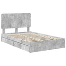 vidaXL Tárolós Ágy fejtámlával Beton Szürke 135 x 190 cm Faanyag