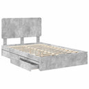 vidaXL Tárolós Ágy fejtámlával Beton Szürke 135 x 190 cm Faanyag