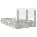 vidaXL Tárolós Ágy fejtámlával Beton Szürke 135 x 190 cm Faanyag