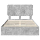 vidaXL Tárolós Ágy fejtámlával Beton Szürke 135 x 190 cm Faanyag