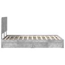 vidaXL Tárolós Ágy fejtámlával Beton Szürke 135 x 190 cm Faanyag