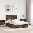vidaXL Tárolós Ágy fejtámlával Füstölt tölgy 135 x 190 cm Faanyag