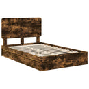 vidaXL Tárolós Ágy fejtámlával Füstölt tölgy 135 x 190 cm Faanyag