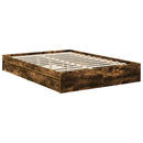 vidaXL Tárolós Ágy fejtámlával Füstölt tölgy 135 x 190 cm Faanyag