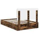 vidaXL Tárolós Ágy fejtámlával Füstölt tölgy 135 x 190 cm Faanyag