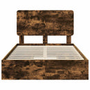 vidaXL Tárolós Ágy fejtámlával Füstölt tölgy 135 x 190 cm Faanyag