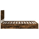 vidaXL Tárolós Ágy fejtámlával Füstölt tölgy 135 x 190 cm Faanyag